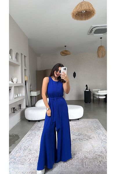 Buket Teke Saks Blue Wide Leg Jumpsuit