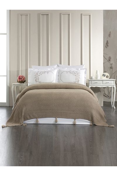 Levanzo 6 Piece Knitted Blanket Set - Dolce Dark Beige