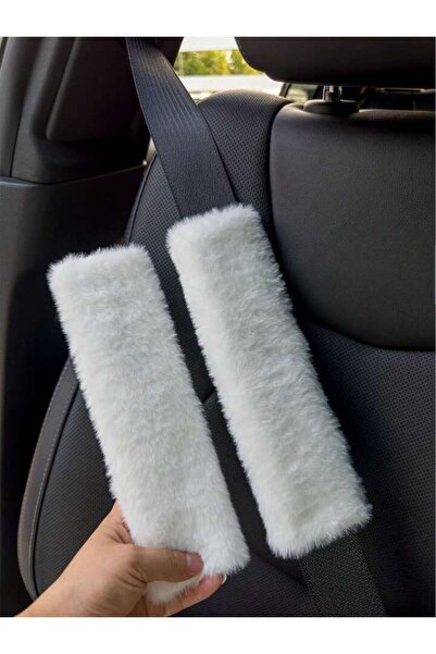 merdümek 2 adet peluş beyaz emniyet kemeri kılıfı - emniyet kemeri aksesuarı ...