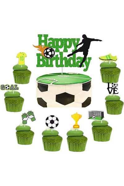Hjhl Cake Decoration Set, Paper, Multicolor, Football, 8 Pieces
