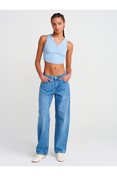 Dilvin Top Buttoned Top-Blue 20844 Model Shoes