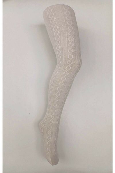 Penti Girl's Vanilla Knitwear Karina Self Patterned Thick Pantyhose