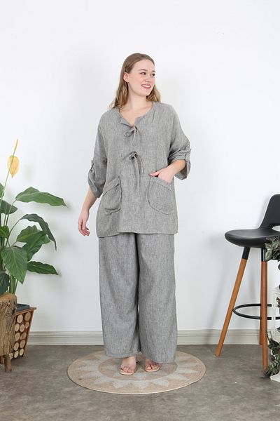 XL Modam Women's Standard Size [Chest 130 to Basen 120cm] Large Size Linen Suit