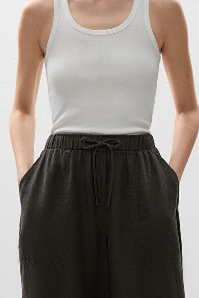 Oysho %100 keten barrel fit pantolon