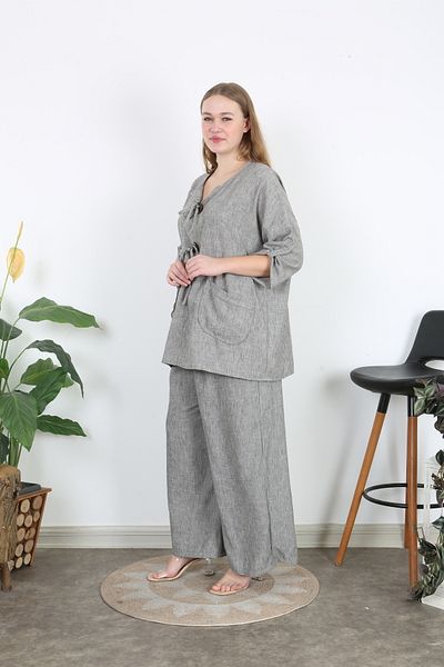 XL Modam Women's Standard Size [Chest 130 to Basen 120cm] Large Size Linen Suit