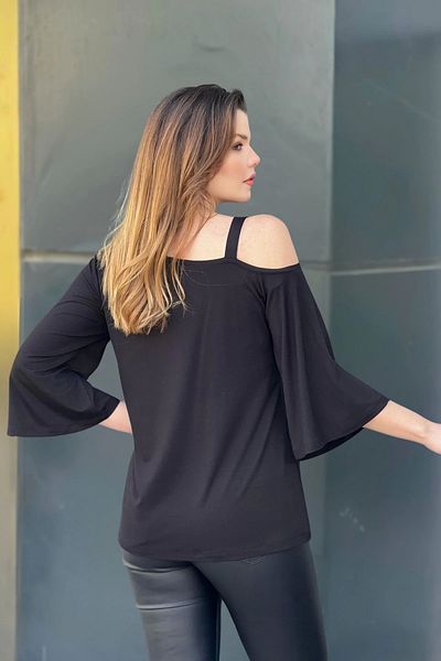 aytemas Strappy Ribbon Printed Detailed Blouse