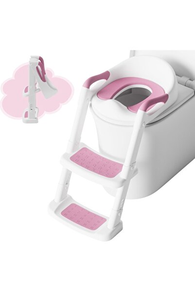 DEANIC Çocuk Klozet Adaptörü Merdivenli, Pu Pedli, Kaymaz, 1-7 Yaş, 38-47 Cm Uyumlu