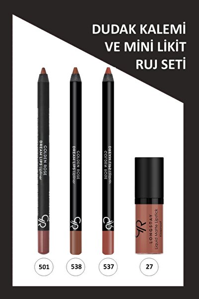 Golden Rose Dream Lips Lipliner 3'lü No:501-538-537 ve Longstay Liquid Matte ...