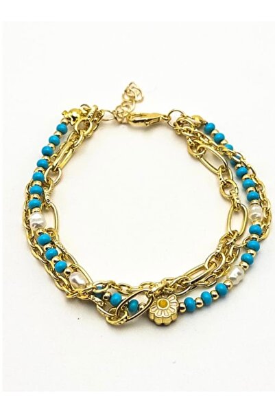 bujiterix Papatyalı inci boncuklu bileklik