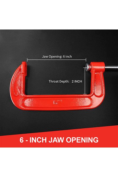 Generic Heavy Duty 6-Inch C Clamp with Cast Iron Body, Sliding T-Bar Handle Swivel Pad & Chrome-Plated Screw