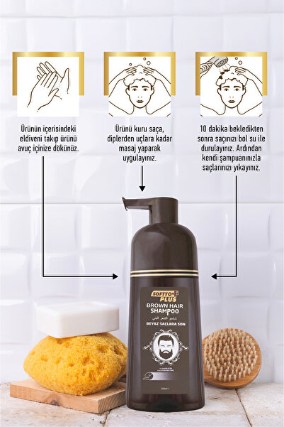 Softto Plus Brown Hair Kahverengi Beyaz Kapatıcı Anında Etkili Şampuan 350 ml