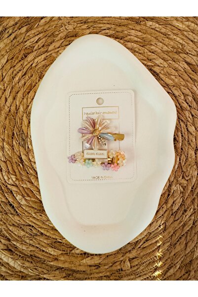MARAL HAİR ACCESSORİES Lüx Min seri çiçekli  2 li set Toka