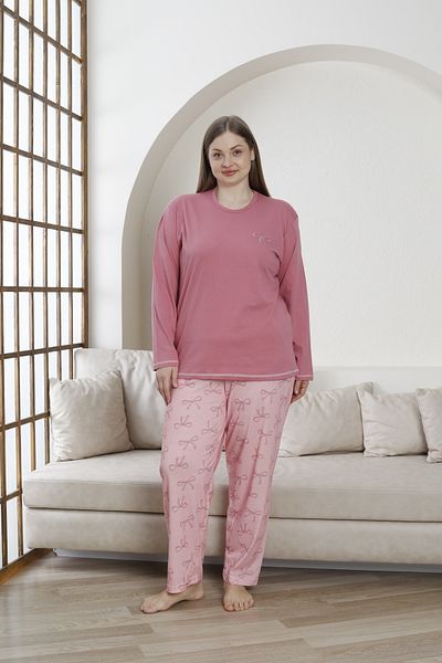 Alcteks 100% Cotton Large Size Long Sleeve Women's Pyjamas Set
