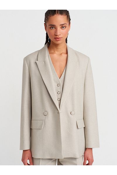 Dilvin Glitter Blazer Jacket-Stone 60763