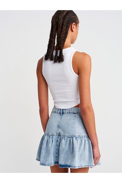 Dilvin 20844 Buttoned Front Top-White