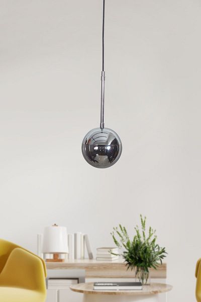 Luzarana Nova Smoked Glass Chrome-Black Metal Design Luxury Pendant Lamp Chandelier
