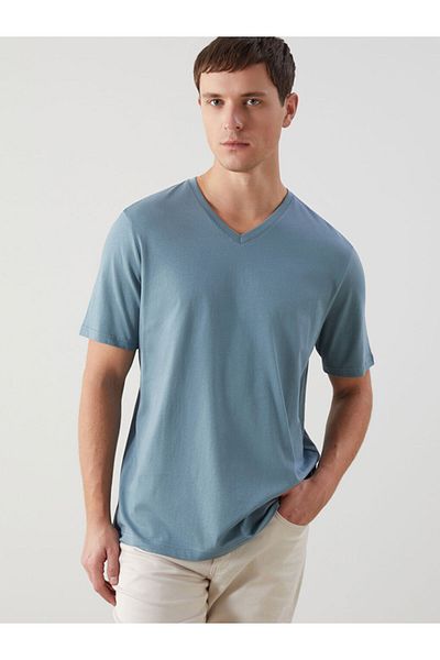 LC Waikiki Tricou bărbătesc din bumbac pieptănat cu mânecă scurtă cu decolteu în V