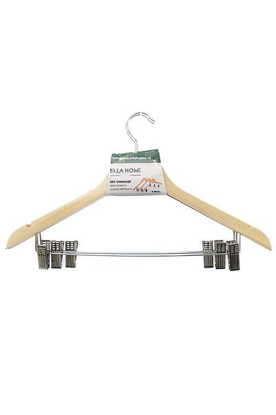 Ella Home Set 3 Umerase Cu Clema Metalica, Natur, 45x25cm