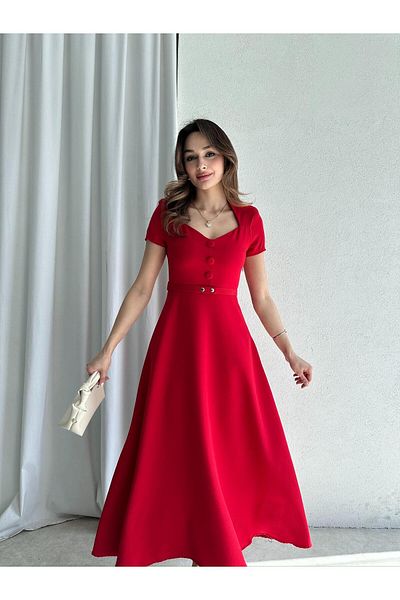 Mooi Butik Raziana Midi Dress 3674 - Red