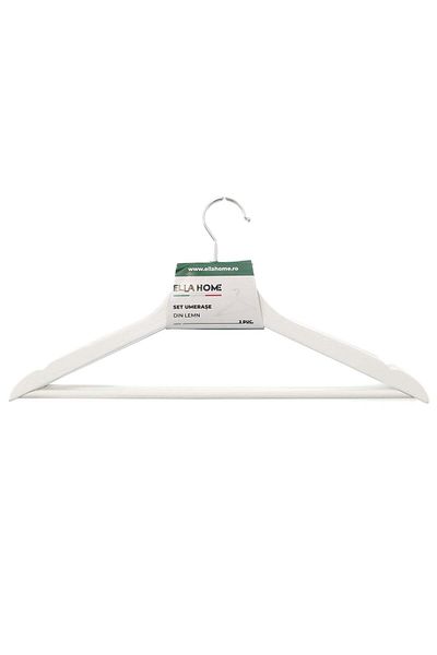 Ella Home Set of 3 wooden hangers, White, 45x23cm