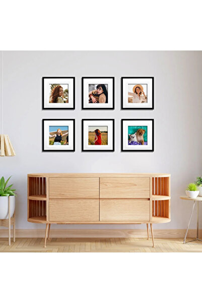 LİFE GLOBAL Yapışkanlı Sök-tak Paspartulu Siyah 21x21cm Kare Fotoğraf Çerçevesi - 3'lü Paket