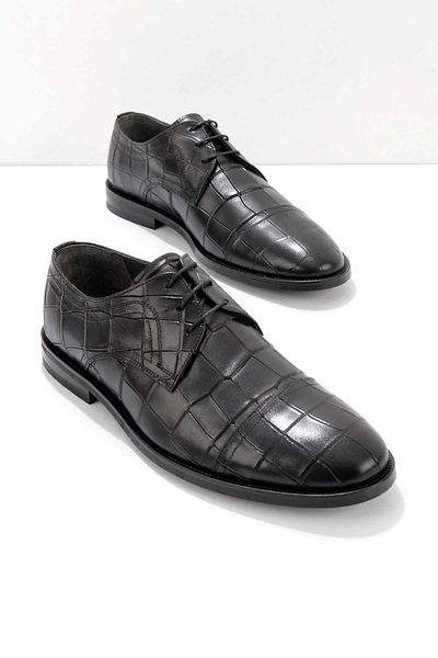 Bambi Black Leather Men's Classic Shoes E 01755112211