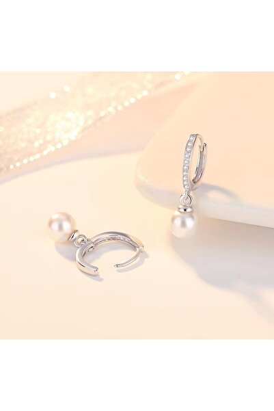 toptanhanem Şık Ve Minimalist Inci Küpe – Kararmaz Antialerjik, Zirkon Detaylı Çelik Küpe 8 Mm Inci Gümüş