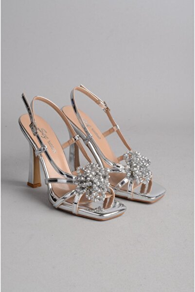 SEÇ KUNDURA حذاء سهرة بكعب فضي - SEÇ 886 Strappy