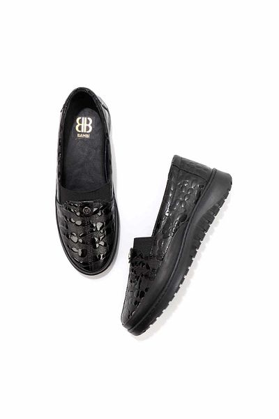 Bambi Black Crocodile Genuine Leather Women's Casual Shoes01331750011