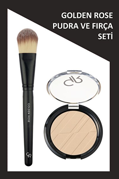 Golden Rose Foundation Brush - Fondöten Fırçası ve Silky Touch Compact Powder...