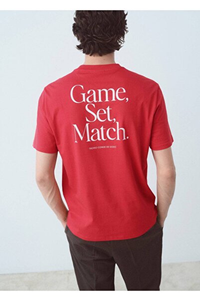 MANGO Man T-shirt με τυπωμένο κείμενο