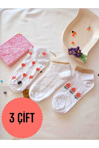 ENEFENDİ 3 чифта чорапи без шев, мек памук, къси до глезена, дамски чорапи с шарки, размер 36-40