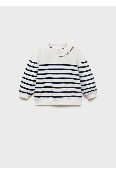 MANGO Baby Yazılı çizgili sweatshirt