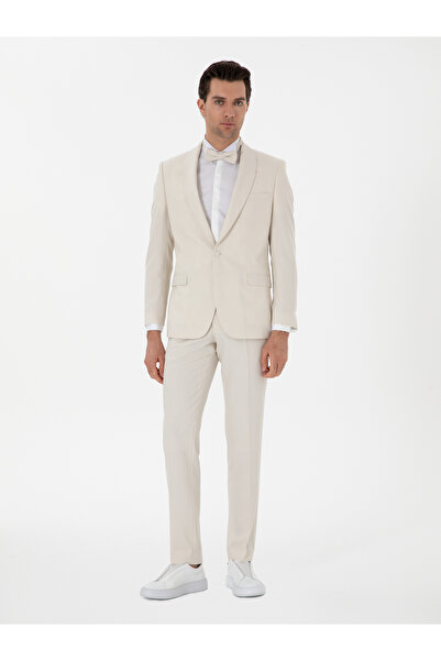 Cacharel Ekru Slim Fit Şal Yaka Smokin Damatlık 50306126-VR019