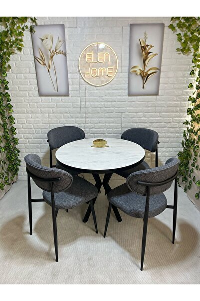 ELEN HOME Polo Sandalye Masa Sandalye Takımı 4 Kişilik Yemek Masası Takımı Mu...