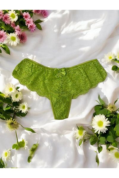 enmodaiçgiyim Pistachio Green Lace Luxury Women's Thong