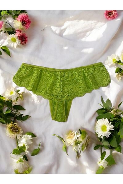 enmodaiçgiyim Pistachio Green Lace Luxury Women's Thong