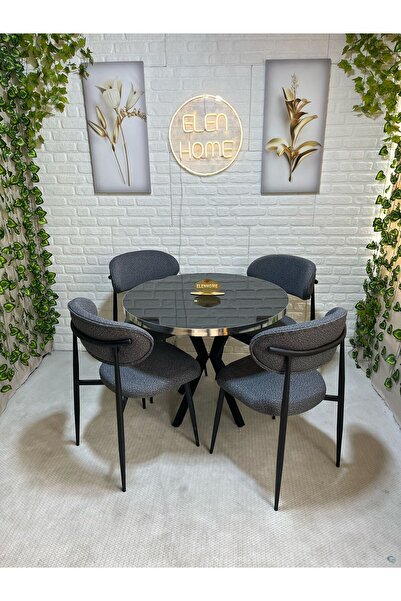 ELEN HOME Polo Sandalye Masa Sandalye Takımı 4 Kişilik Yemek Masası Takımı Mu...