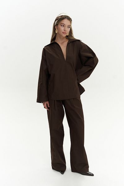 Mai Blenham Brown Shirt Pants Set