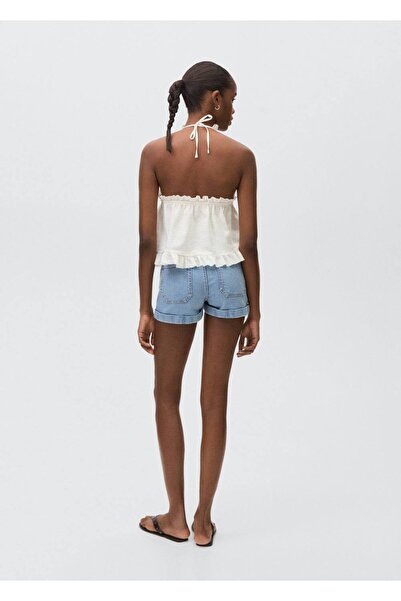 Mango Teen Kıvrılmış paçalı denim şort