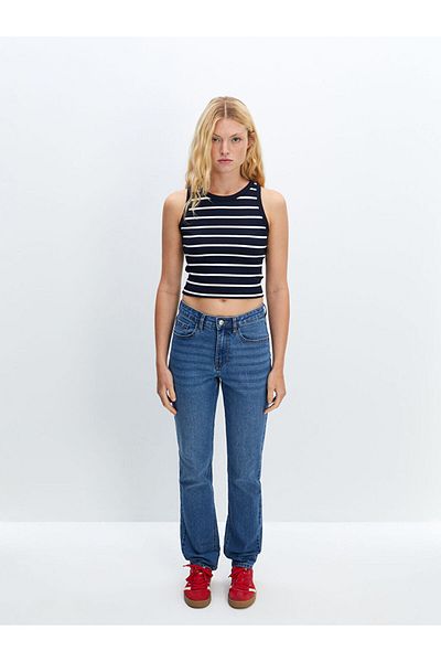 LC Waikiki New Season Crew Neck Striped Women's Crop - S5Fg21Z8