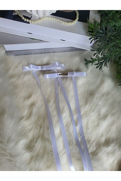 Fiyonks Atölye Accesoriu pentru păr cu clemă cu fundă din satin, 2 bucăți, agrafă pentru femei, cu perle