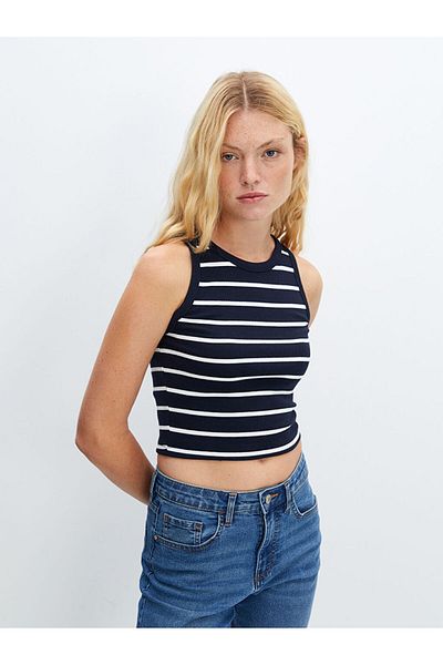 LC Waikiki New Season Crew Neck Striped Women's Crop - S5Fg21Z8