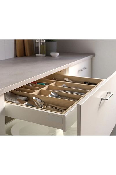 IKEA Чекмедже - 9-отделения, бамбуков органайзер за лъжици, 51x49x5.6 см, IKEA, дървен органайзер за прибори