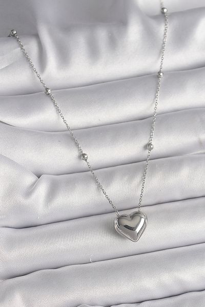 Skygo Heart Model Chain Necklace - Women &Apos; S Necklace with Ball Detail, 316L Steel Silver, Color - Tj-Bko9773