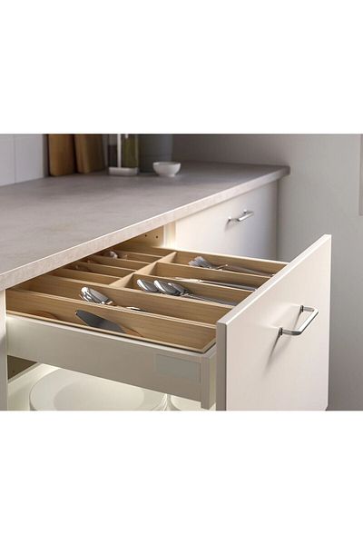 IKEA Бамбуков органайзер за прибори за хранене с вътрешен разделител за чекмедже 31x49x5.6 см IKEA