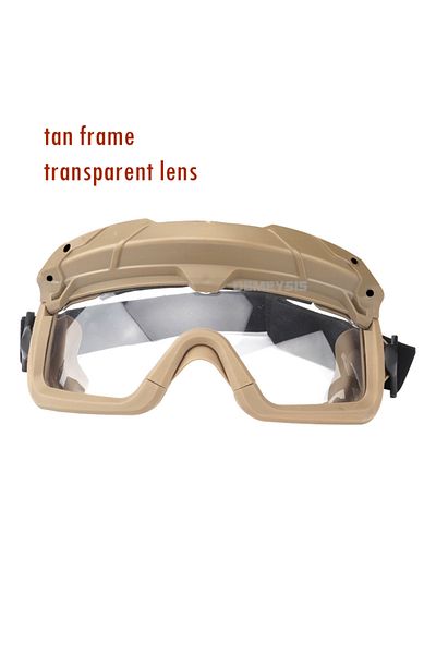 Choice TAN CLEAR LENS Tactical Airsoft Paintball Goggles Windproof Anti Fog CS Wargame Hiking Protection Go
