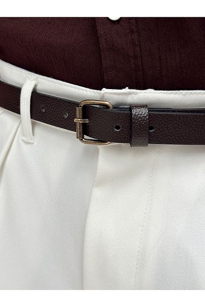 manch collection Slim Patterned Belt and Coffee
