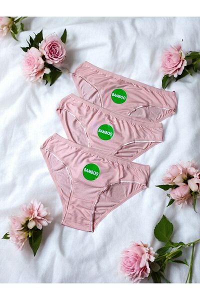 enmodaiçgiyim Promotion Price 3 Pieces Pink Bamboo Women's Panties