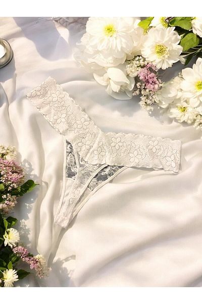 enmodaiçgiyim White Lux Lace Women's Thong
